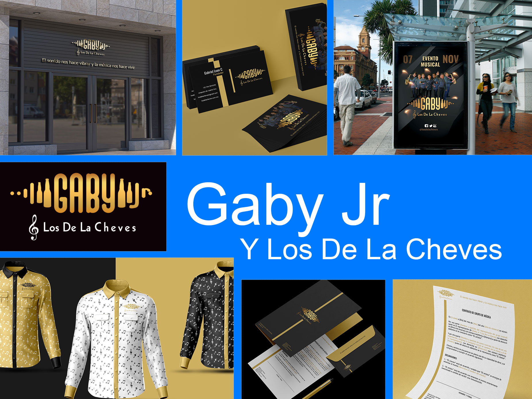 diseño de Branding para una marca musical Gaby Jr y los de la Cheves de acapulco