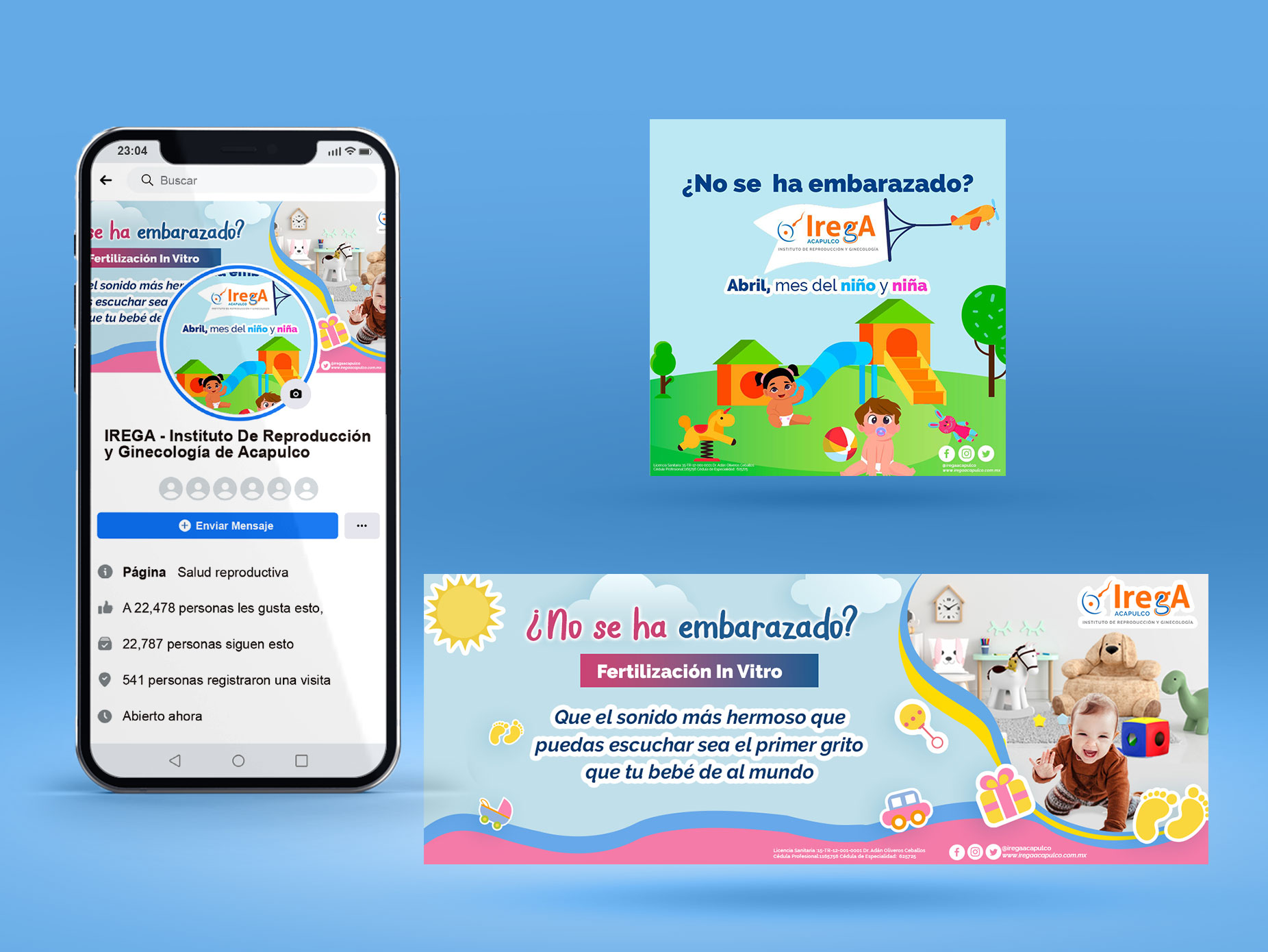 diseño de foto de perfil y portada del dia del niño para redes sociales de irega acapulco